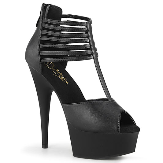Pleaser Damen Sandalen DELIGHT-626 BLK Faux Leder / BLK Matte