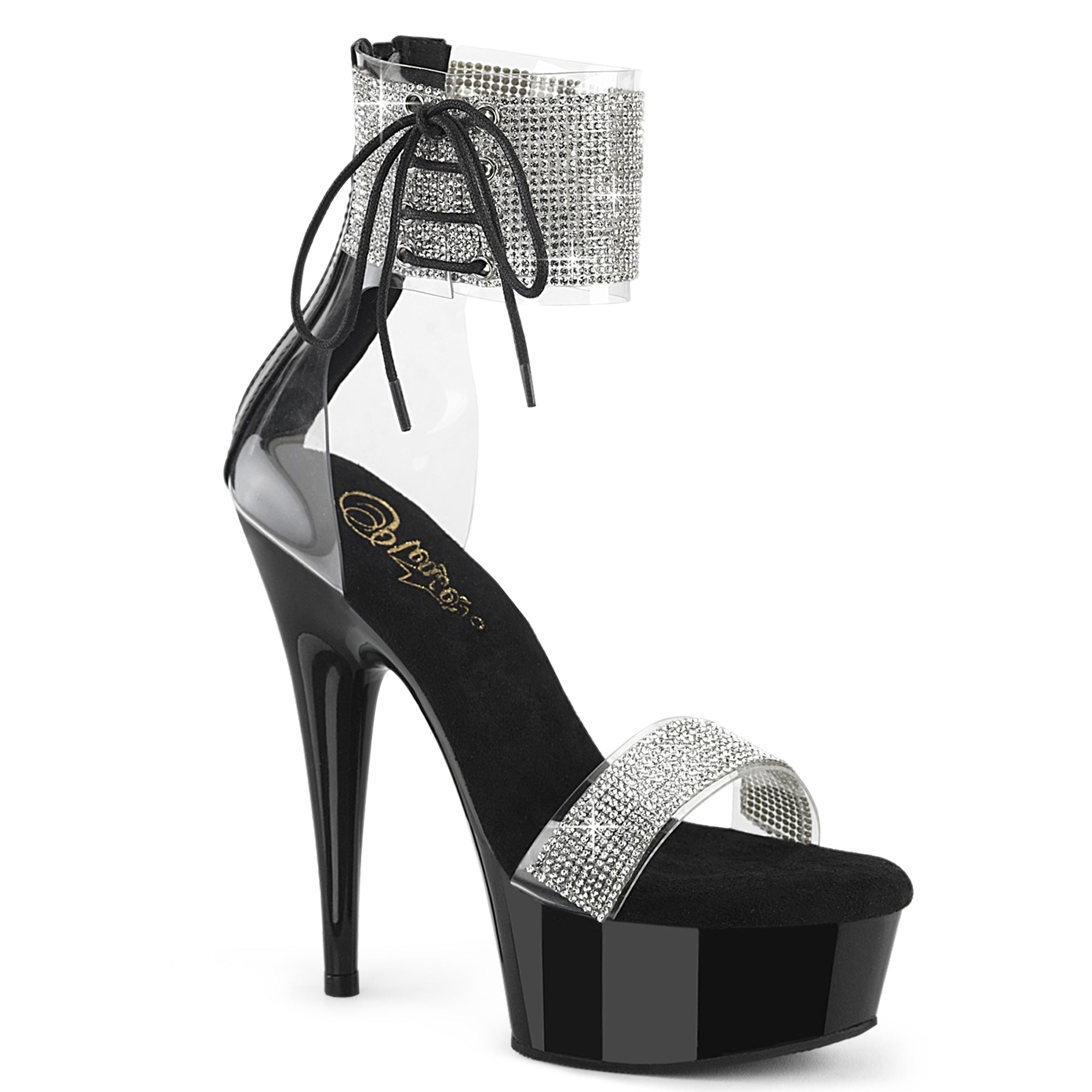 Pleaser   DELIGHT-627RS CLR-BLK/BLK