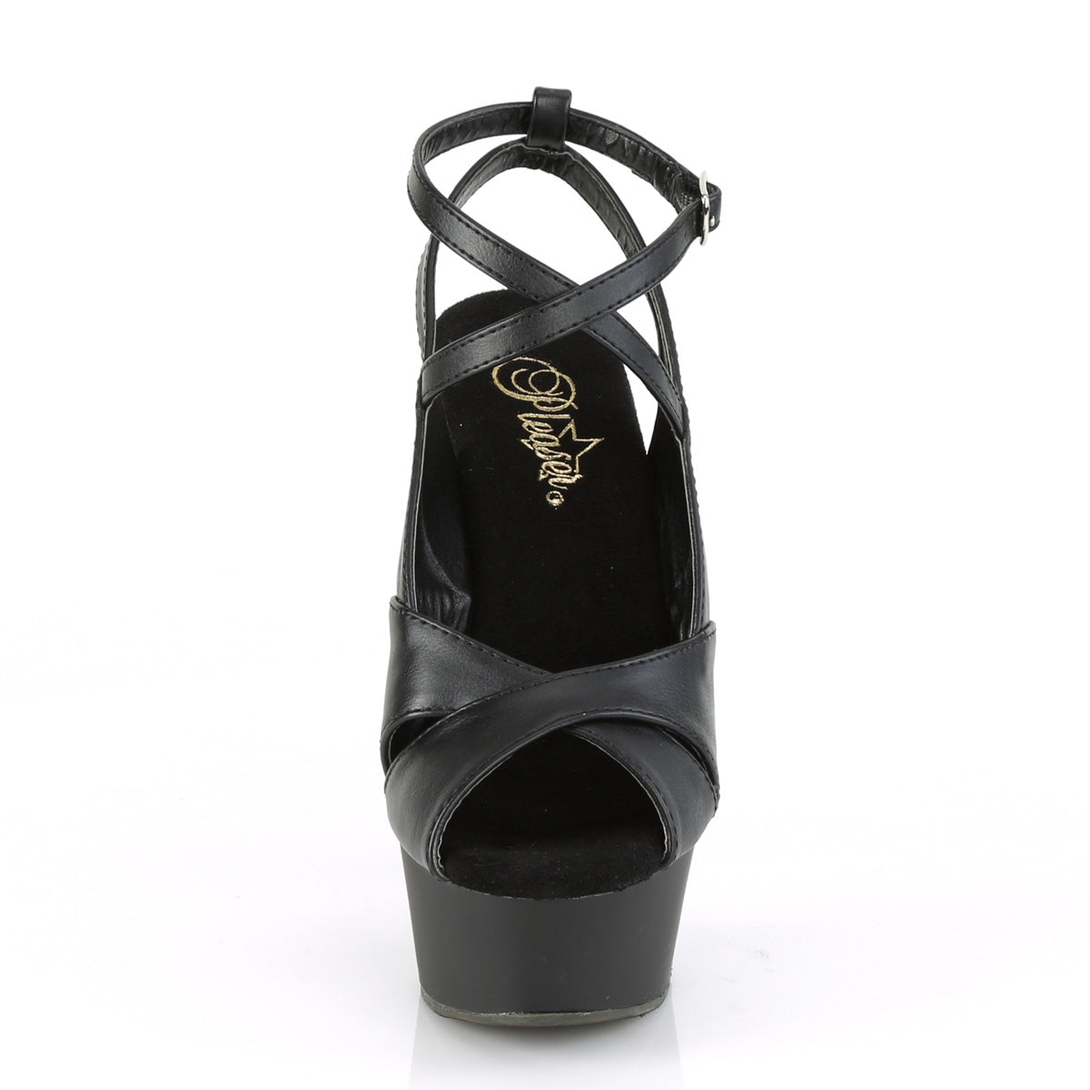 Pleaser Womens Sandals DELIGHT-632 Blk Faux Leather/Blk Matte