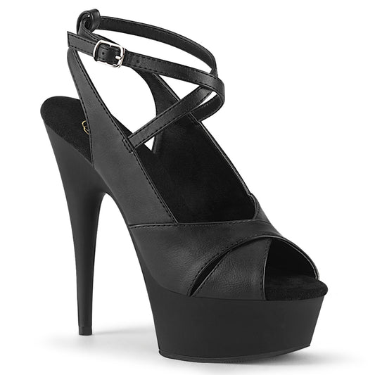 Pleaser Damen Sandalen DELIGHT-632 BLK Faux Leder / BLK Matte