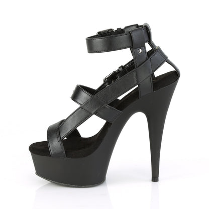 Pleaser Womens Sandals DELIGHT-637 Blk Faux Leather/Blk Matte