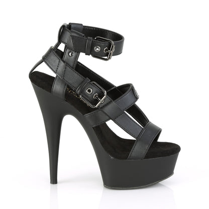 Pleaser Womens Sandals DELIGHT-637 Blk Faux Leather/Blk Matte