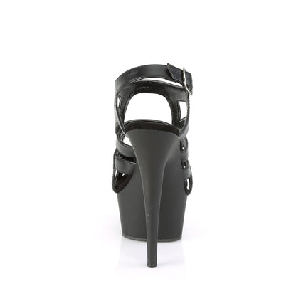 Pleaser Damen Sandalen DELIGHT-644 BLK Faux Leder / BLK Matte