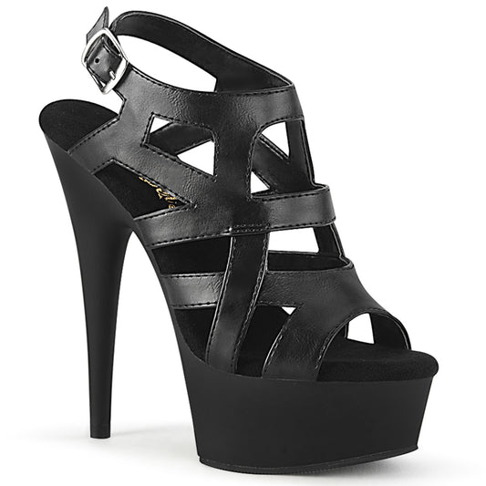 Pleaser Damen Sandalen DELIGHT-644 BLK Faux Leder / BLK Matte