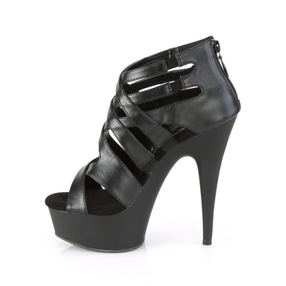 Pleaser Damen Sandalen DELIGHT-645 BLK Faux Leder / BLK Matte