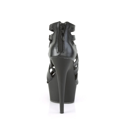 Pleaser Damen Sandalen DELIGHT-645 BLK Faux Leder / BLK Matte