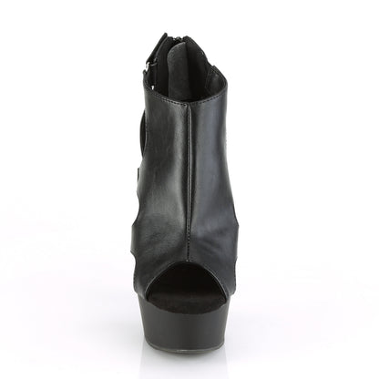 Pleaser Damen Sandalen DELIGHT-647 BLK Faux Leder / BLK Matte