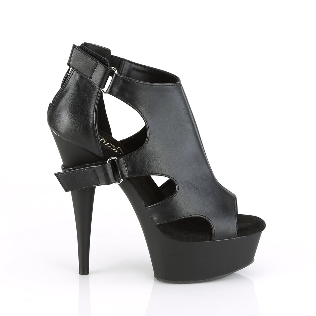 Pleaser Womens Sandals DELIGHT-647 Blk Faux Leather/Blk Matte