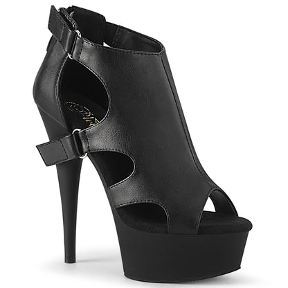 Pleaser Damen Sandalen DELIGHT-647 BLK Faux Leder / BLK Matte