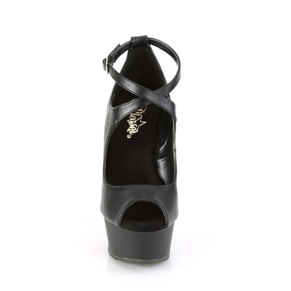 Pleaser Damen Sandalen DELIGHT-653 BLK Faux Leder / BLK Matte