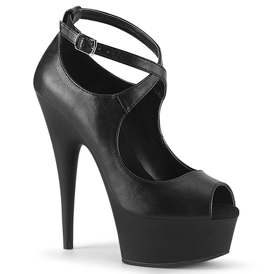 Pleaser Damen Sandalen DELIGHT-653 BLK Faux Leder / BLK Matte