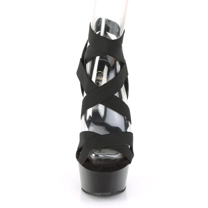 Pleaser Damen Sandalen DELIGHT-657 BLK elastischer Band-Pat / BLK