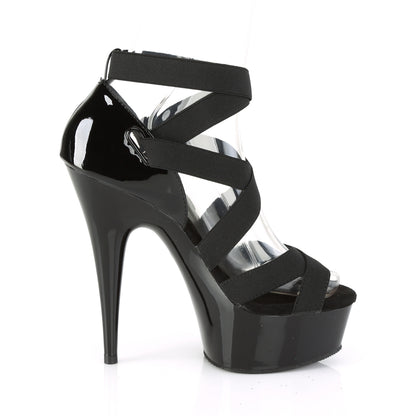 Pleaser Damen Sandalen DELIGHT-657 BLK elastischer Band-Pat / BLK