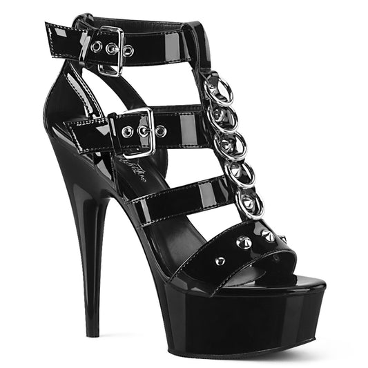 Pleaser Damen Sandalen DELIGHT-658 BLK Pat / BLK