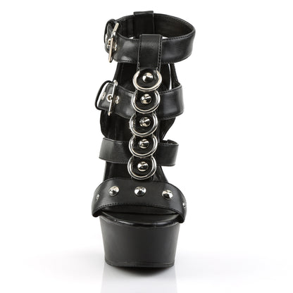 Pleaser Womens Sandals DELIGHT-658 Blk Faux Leather/Blk