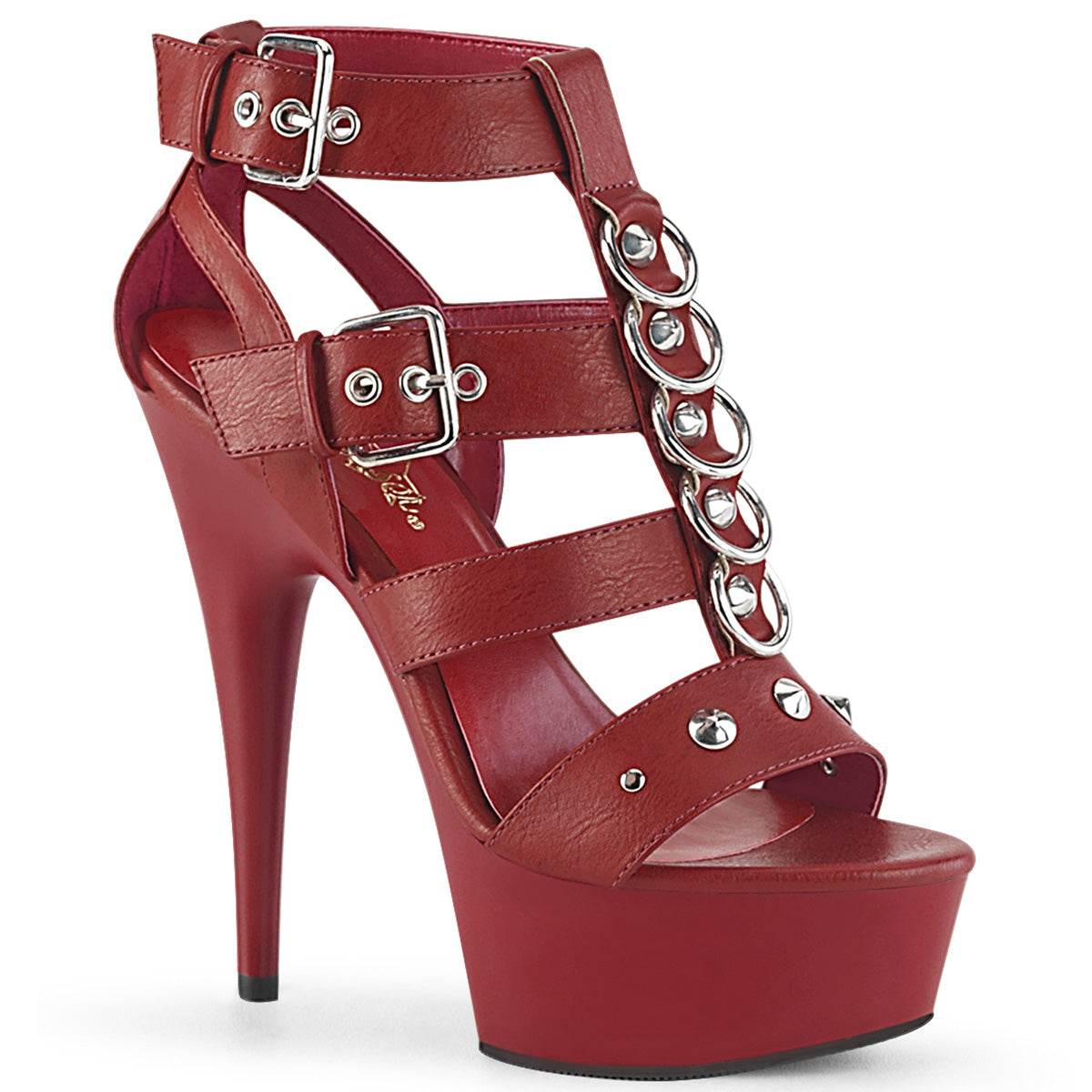 Pleaser Damen Sandalen DELIGHT-658 Rotes Kunstleder / Rotmatte