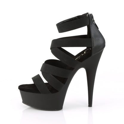 Pleaser Womens Sandals DELIGHT-659 Blk Elastic Band-Faux Leather/Blk Matte
