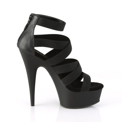 Pleaser Womens Sandals DELIGHT-659 Blk Elastic Band-Faux Leather/Blk Matte