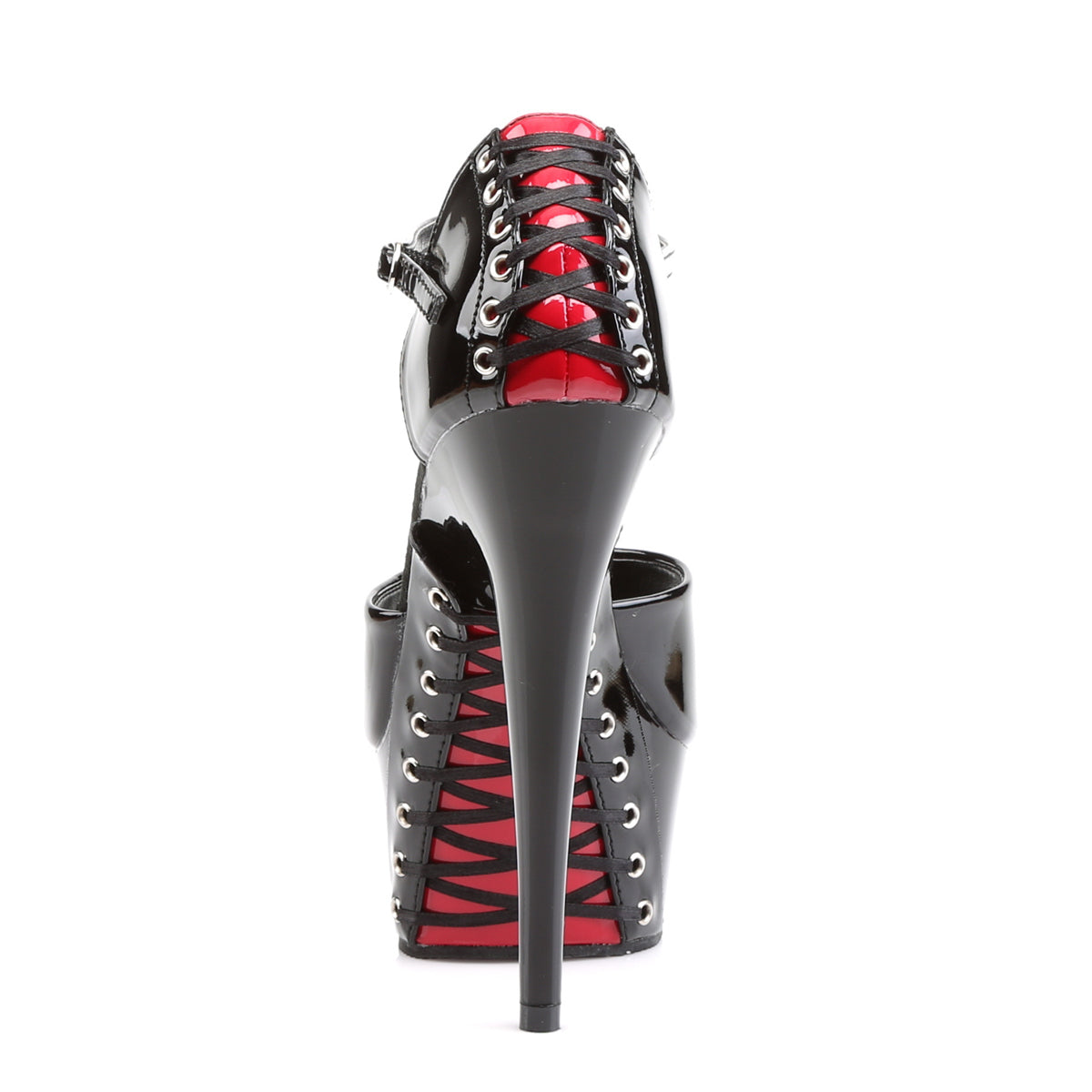 Pleaser Womens Sandals DELIGHT-660FH Blk-Red Pat/Blk