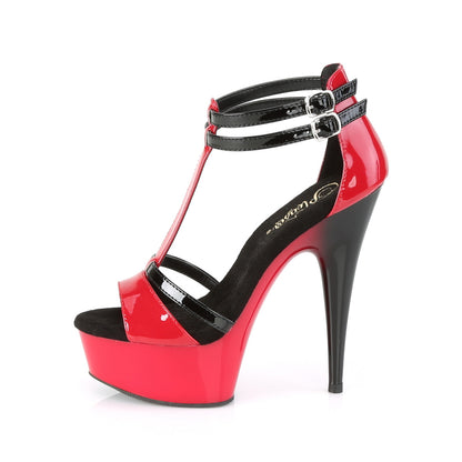 Pleaser Damen Sandalen DELIGHT-663 rot-black pat / red-blk