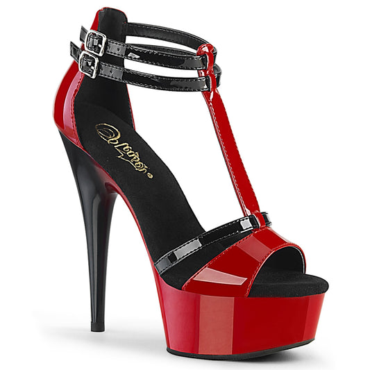 Pleaser Damen Sandalen DELIGHT-663 rot-black pat / red-blk