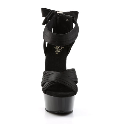 Pleaser Womens Sandals DELIGHT-668 Blk Satin/Blk