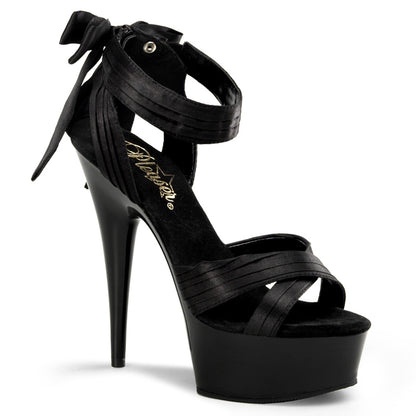 Pleaser Womens Sandals DELIGHT-668 Blk Satin/Blk