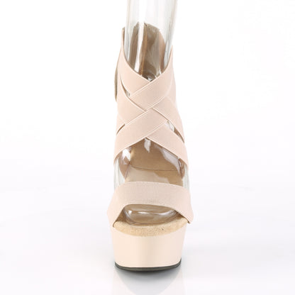 Pleaser Damen Sandalen DELIGHT-669 Nude elastische Band-Faux-Leder / Nude Matte