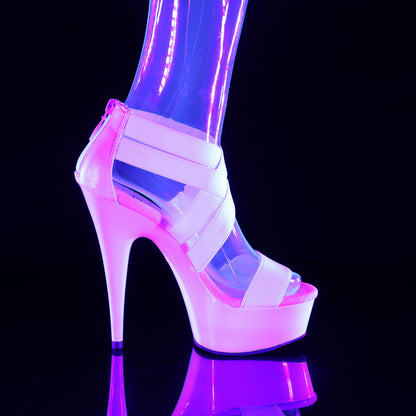 Pleaser Womens Sandals DELIGHT-669 UV Wht Elastic Band-Faux Leather/Wht
