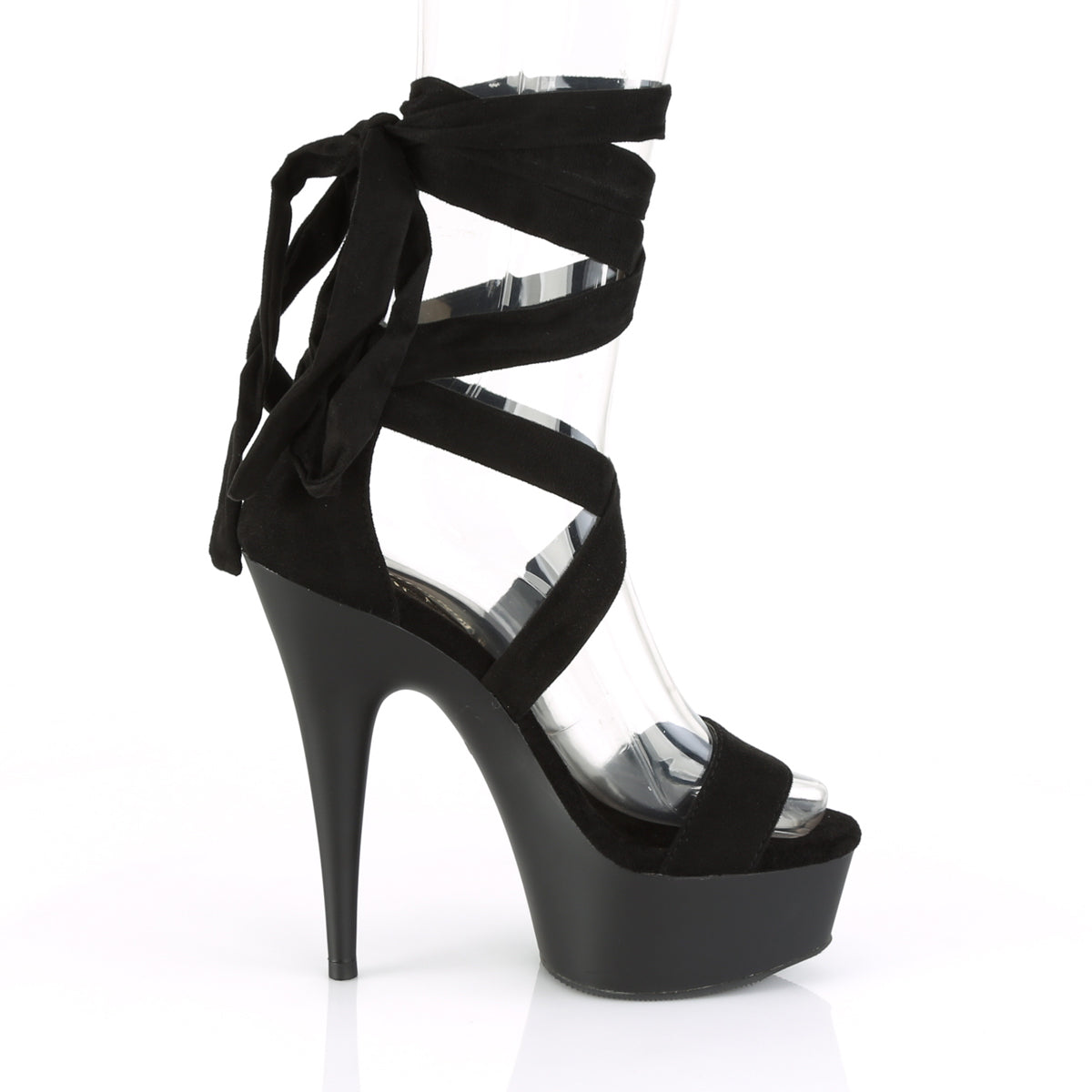 Pleaser Damen Sandalen DELIGHT-671 BLK Faux Wildleder / BLK Matte