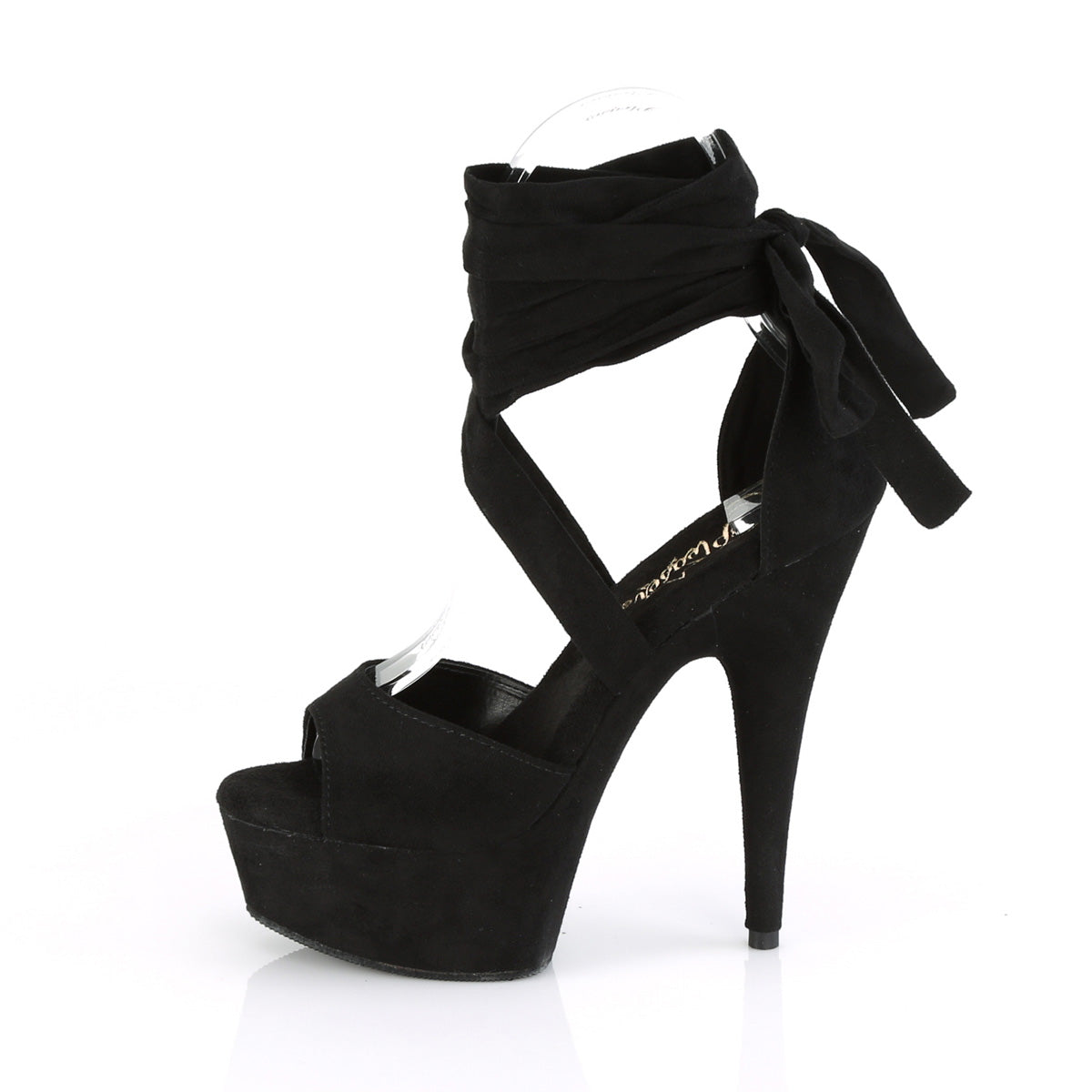 Pleaser Womens Sandals DELIGHT-679 Blk Faux Suede/Blk Faux Suede