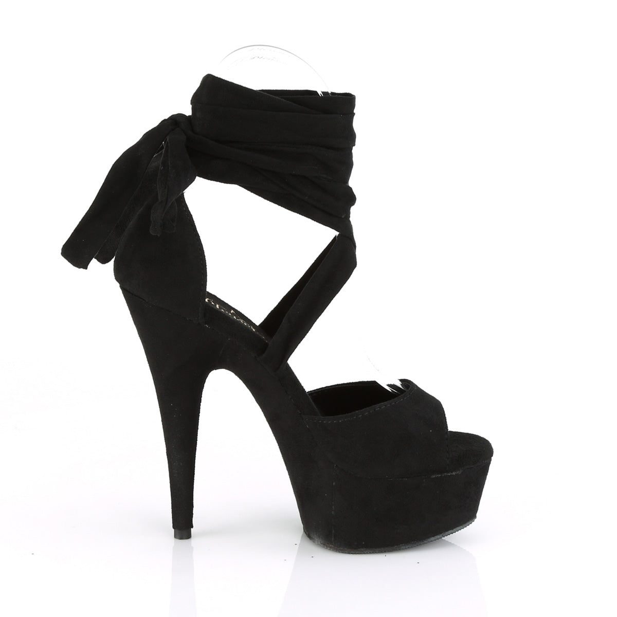 Pleaser Womens Sandals DELIGHT-679 Blk Faux Suede/Blk Faux Suede