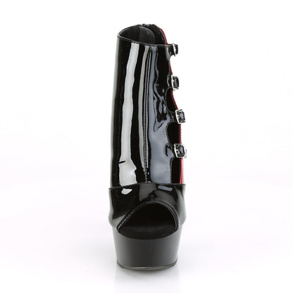 Pleaser Damen Sandalen DELIGHT-681 BLK-Red Pat / BLK