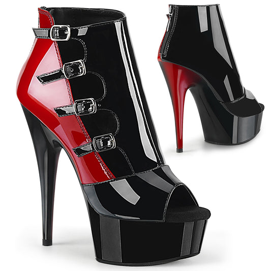 Pleaser Damen Sandalen DELIGHT-681 BLK-Red Pat / BLK