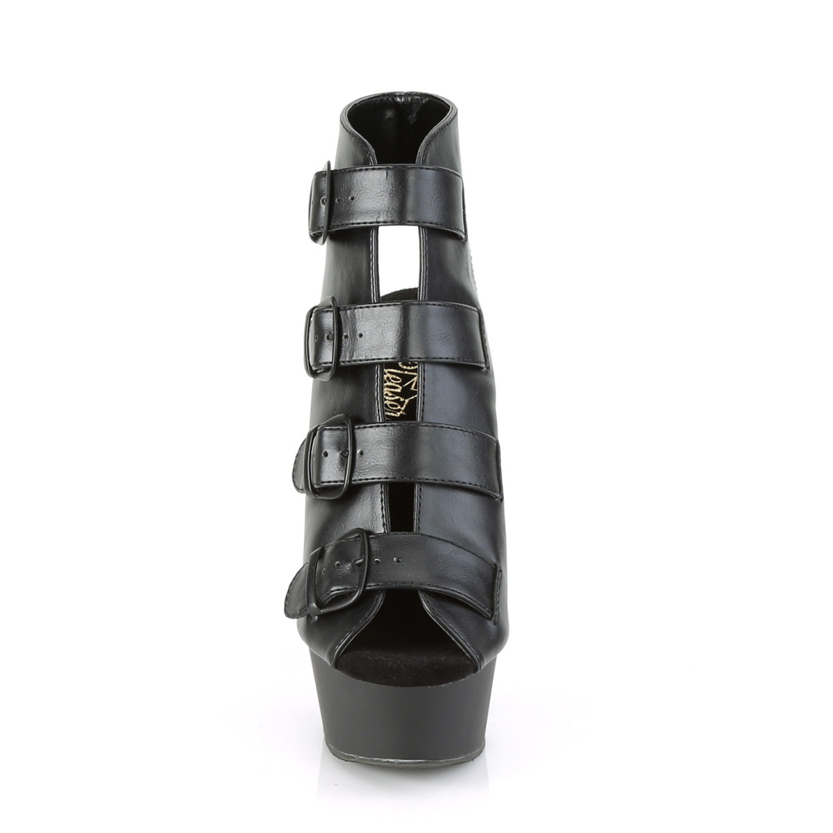 Pleaser Damen Sandalen DELIGHT-683 BLK Faux Leder / BLK Matte