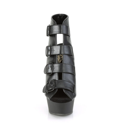 Pleaser Damen Sandalen DELIGHT-683 BLK Faux Leder / BLK Matte
