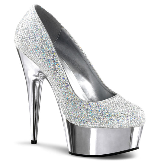 Pleaser Damen Sandalen DELIGHT-685g SLV Multi GLTR / SLV Chrome