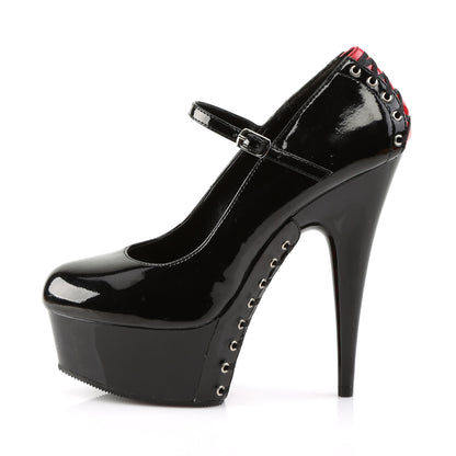 Pleaser Womens Sandals DELIGHT-687FH Blk-Red Pat/Blk
