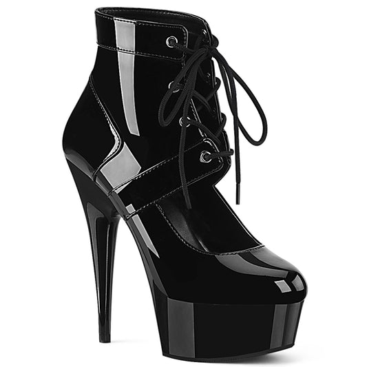 Pleaser Damen Knöchelstiefel DELIGHT-688 BLK Pat / BLK