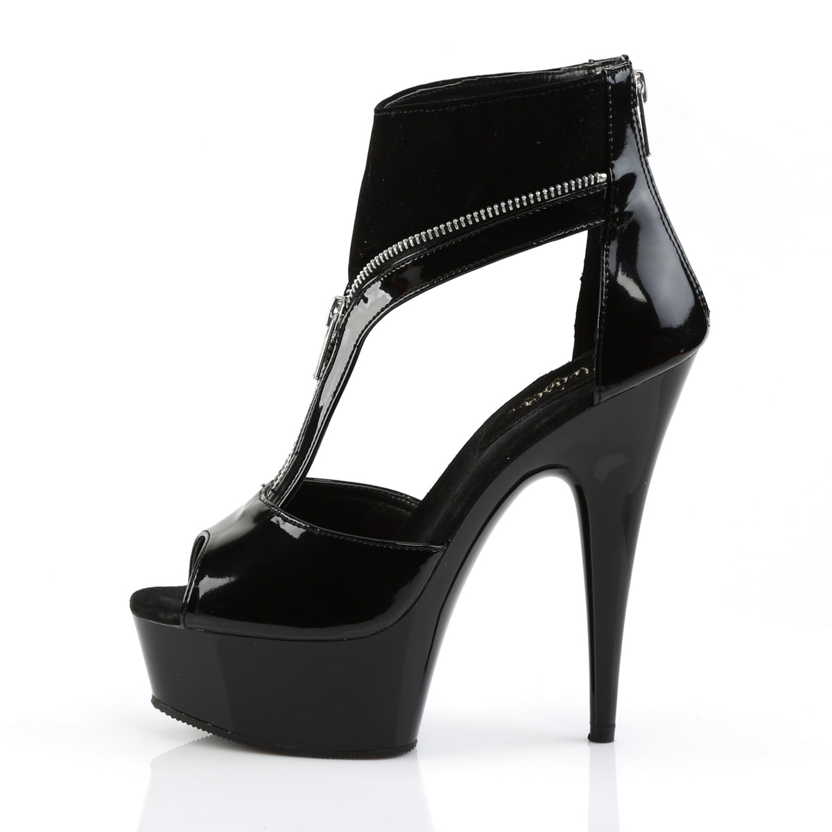 Pleaser Womens Ankle Boots DELIGHT-690 Blk Pat-Lamy/Blk