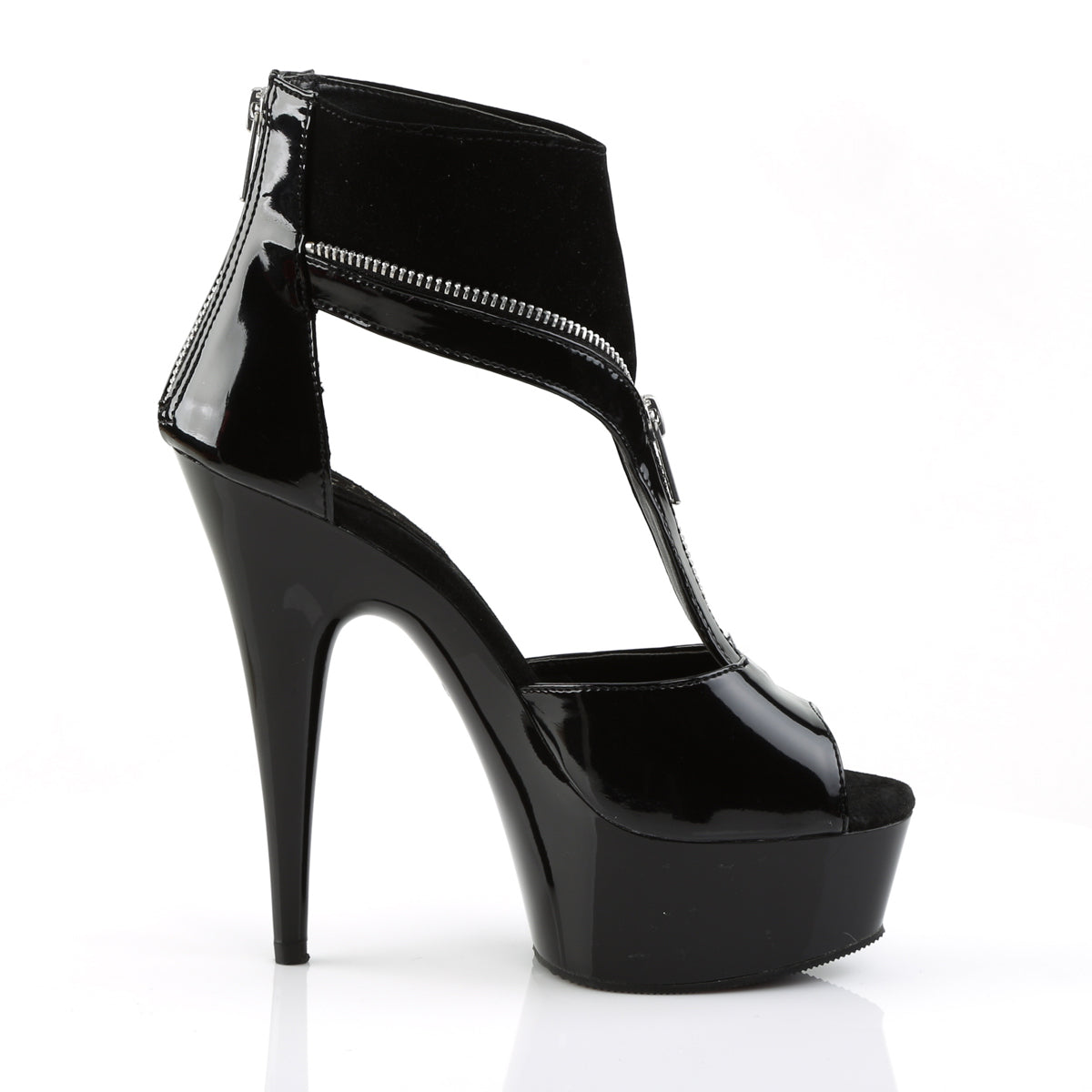 Pleaser Womens Ankle Boots DELIGHT-690 Blk Pat-Lamy/Blk