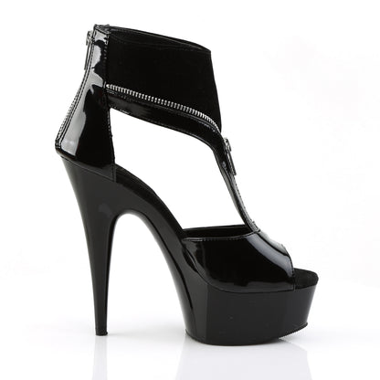 Pleaser Womens Ankle Boots DELIGHT-690 Blk Pat-Lamy/Blk