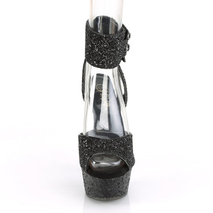 Pleaser Damen Sandalen DELIGHT-691LG BLK Glitter / BLK Glitter