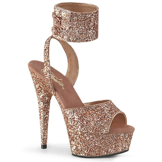 Pleaser Damen Sandalen DELIGHT-691lg Rose Gold Glitter / Rose Gold Glitter