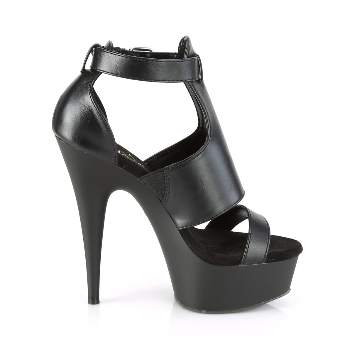 Pleaser Damen Sandalen DELIGHT-692 BLK FAUX LE / BLK MATTE