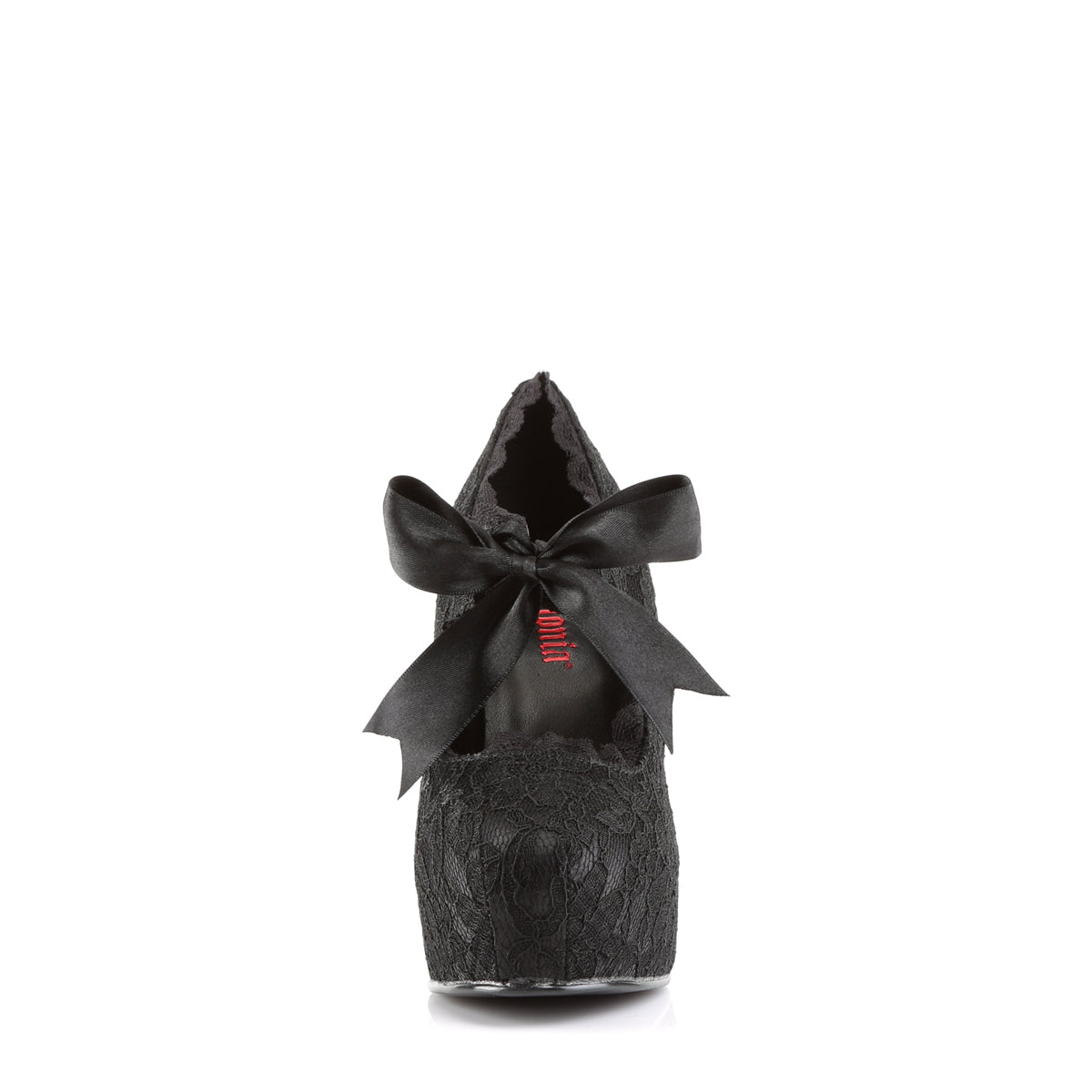 DemoniaCult Frauenpumpen DEMON-11 BLK Satin-schwarze Spitze