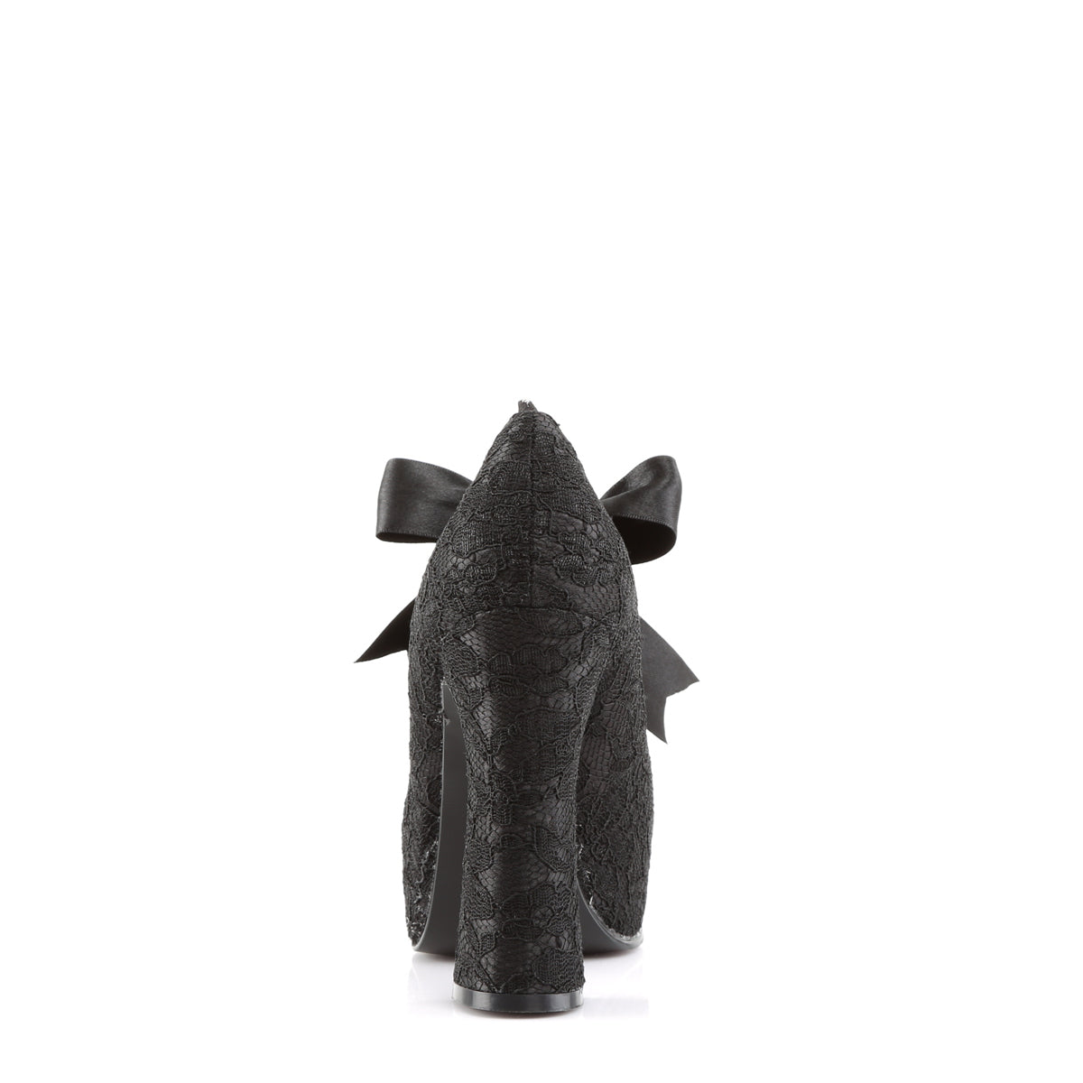 DemoniaCult Frauenpumpen DEMON-11 BLK Satin-schwarze Spitze