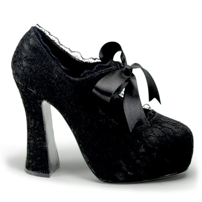 DemoniaCult Frauenpumpen DEMON-11 BLK Satin-schwarze Spitze