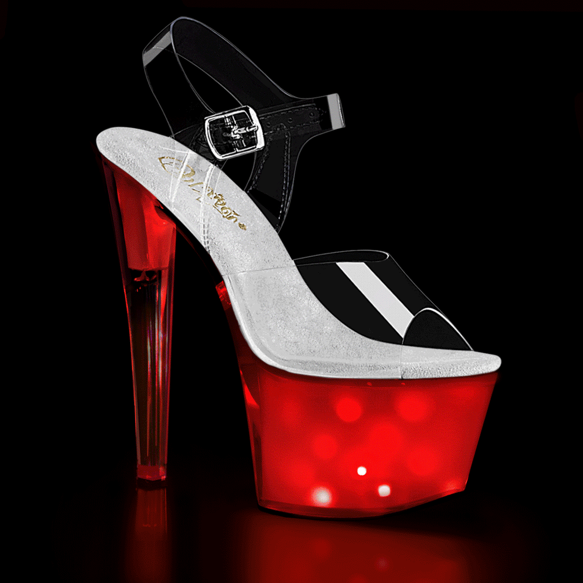 Pleaser Damen Sandalen DISCOLITE-708 CLR / WHITE Glow