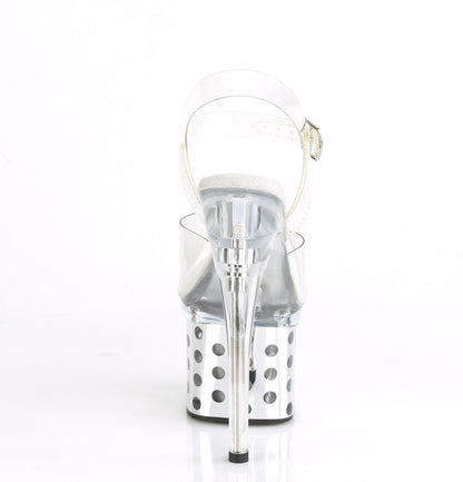 Pleaser Womens Sandals DISCOLITE-708DOTS Clr/Slv Chrome
